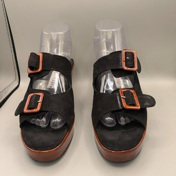 Donald J Pliner Brown Adjustable Strap Slip-on Platform Wedge Sandal SZ 8.5 - Picture 1 of 7